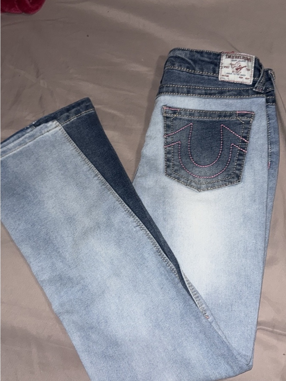 Joey Two-Tone Light Blue Skinny Jeans with Dark Indigo Pockets
